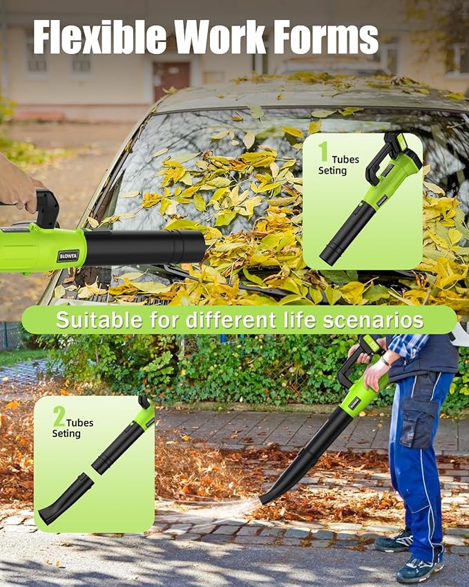 Leaf Blower Cordless | 530 CFM & 170 MPH | 2 Batteries and Fast Charger | 20V Powerful Lightweight Electric Cordless Leaf Blowers for Lawn Care, Yard