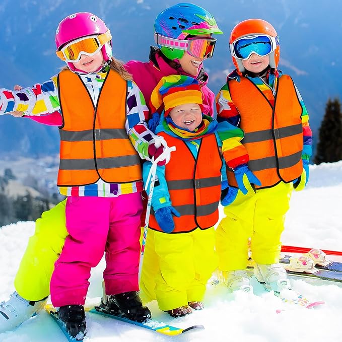 Zhanmai Kids Safety Vest Bulk High Visibility Reflective Construction Vest with Strips Neon for Traffic Child Outdoor