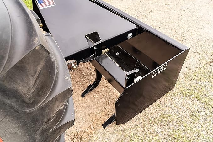 4 FT Box Blade Scraper by Rancher Supply – CAT 1-3 Point Hitch Attachments for Moving Dirt, Backfilling Holes, Spreading Soil, Leveling and Grading Land
