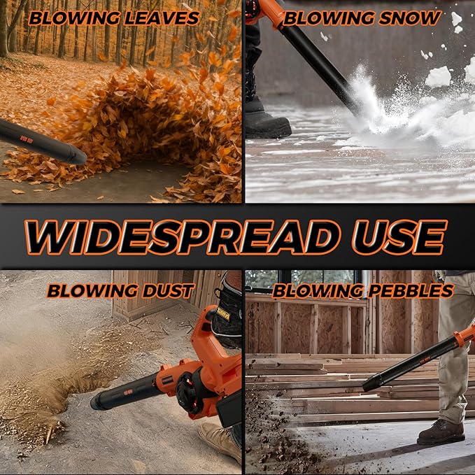 COMOWARE Leaf Blower Cordless, 210 CFM & 3 Speed Levels, Electric Cordless Leaf Blower with 4.0Ah Battery, 270° Adjustable Handle, 3 Nozzles, Blowers for Lawn Care, Yard, Blowing Leaves, Dust, Snow