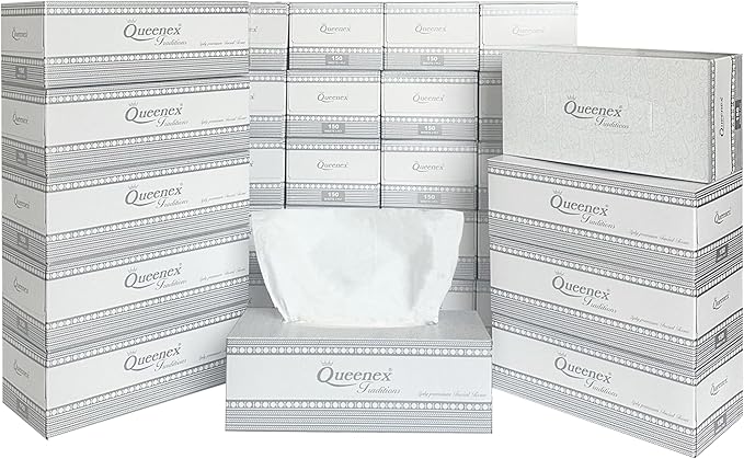 Ultra Soft Facial Tissues, 150 Tissues per Box, 3-Ply, Silver Color Boxes (30 pack Bulk)