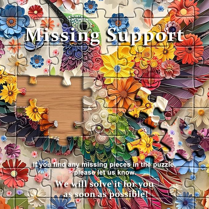 PICKFORU Hummingbird Puzzles for Adults 1000 Pieces, Flower Animal Bird Puzzle Quilling Paper Cut Art, Nature Garden Challenge Jigsaw Puzzle