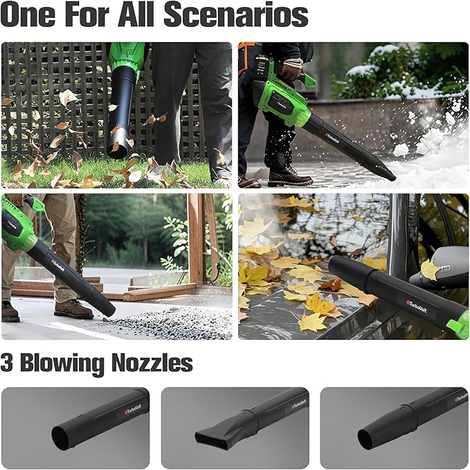 40V Cordless Leaf Blower with Battery and Charger, DynaVolt 620CFM 150MPH Brushless Electric Blower, 4-Speed Turbo, 3 Nozzles, Lightweight Handheld for Lawn Care, Yard, Patio, Wet Leaves, Garage