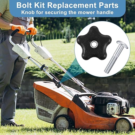 4 Pcs Lawn Mower Handle Bolts, Handle Knob and Screw Bolt Washer Kits, Machine Accessories Replacement Parts for Lawn Mowers Snow Blowers