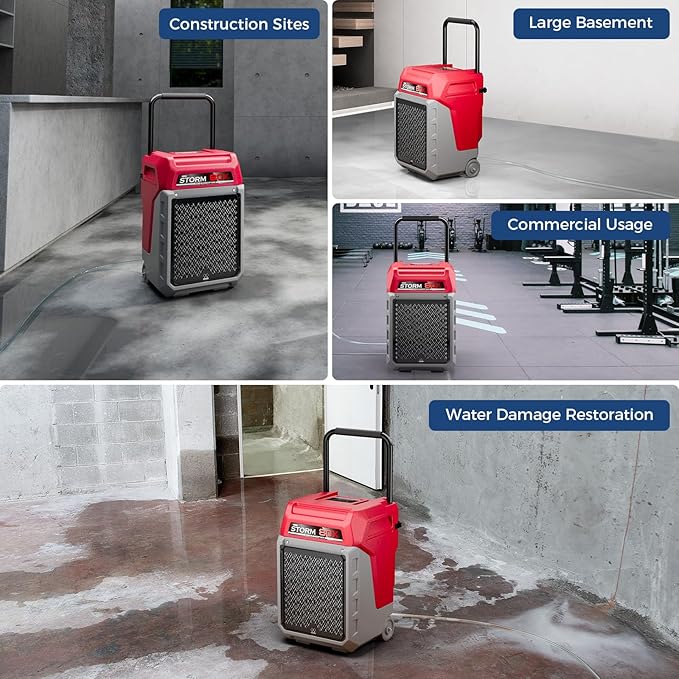 ALORAIR 170 PPD Commercial Dehumidifier with Pump & Drain Hose Cover up to 2,100 Sq.Ft Space Industrial Use Portable Handle Dehu with Wheels for Water Damage Restore, Carpet Drying