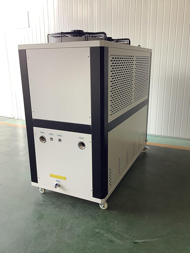 10HP Industrial Air-Cooled Water Chiller 220V 3-Phase 60hz |121,472 BTU Cooling Capacity, R407C Refrigerant, Precise Temperature Control 41°F-95°F for Industrial Process Cooling