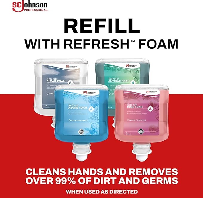 SC Johnson Professional Refresh Clear FOAM, Foam Hand Wash, Foaming Hand Soap, 1 Liter Cartridge, 2 Count, for Professional Use Only