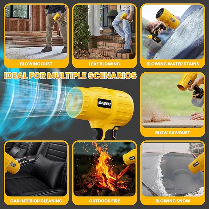 Electric Cordless Leaf Blower Dust Blower for Dewalt 20V Max Battery, High-Speed Brushless Motor Handheld Jet Fan Air Blower for Patio Cleaning, Lawn Care, Blowing Leaves and Dust (No Battery/Charger)