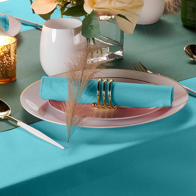 Linen-Feel Colored Paper Napkins - Decortive Cloth-Like MINT BLUE Luncheon Napkins - Soft And Absorbent. For Kitchen, Party, Wedding, Dinner Or Any Occasion. (Pack of 50)