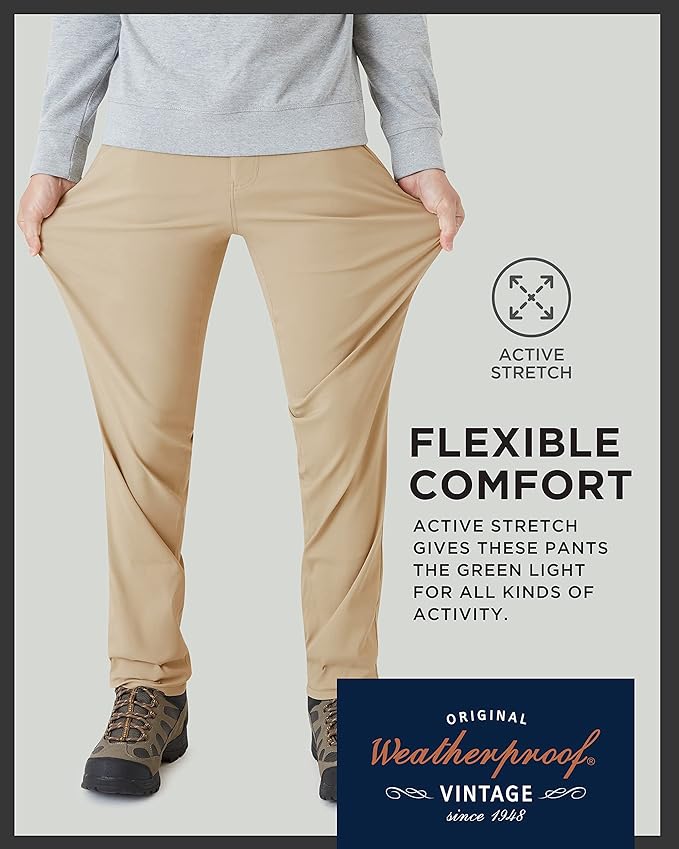 Weatherproof Vintage Men's Regular Fit Excursion Pants - Ultra Stretch Casual Flat Front Chino