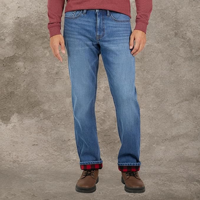 Weatherproof Vintage Fleece Lined Jeans Men - Regular Fit | Soft & Warm, Cold Weather Insulated Fleece Winter Pants for Men
