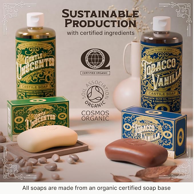 Carolina Castile Soap Vegan Unscented Castile Bar Soap – 3 Bars of Natural Soap for Men, Women, and Kids – Gentle, Hydrating Castile Soap Bars with Organic Cocoa Butter and Olive Oil, 5 Oz. Each