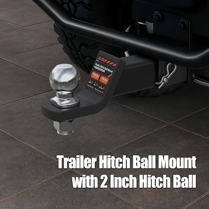 AC-DK Trailer Hitch Mount with 2-Inch Ball & Pin, Fits 2-in Receiver, 7,500 lbs Capacity Ball Hitch, 2" Drop