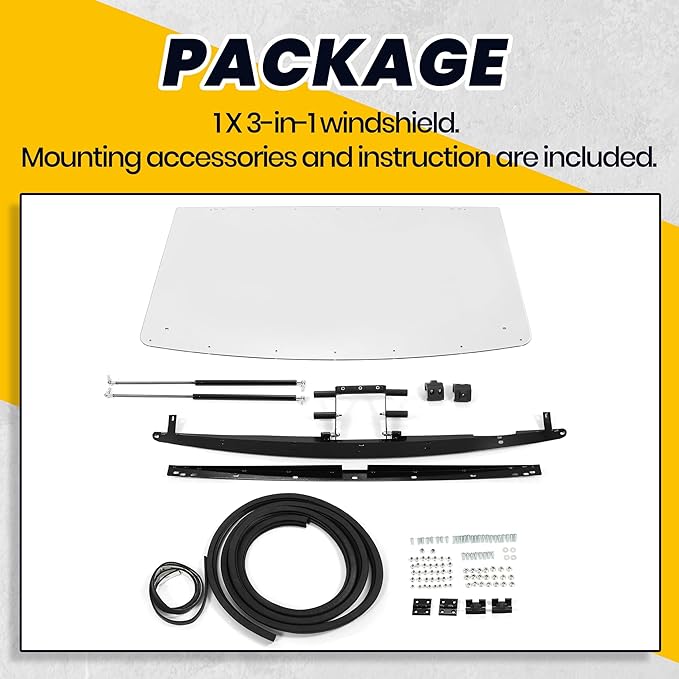 HECASA 3-IN-1 Flip Windshield Compatible With 2013+ Polaris Ranger XP 900/900 Crew/XP 1000, 2015-2018 Polaris Ranger 1000 Diesel/Crew W/ Gas Spring Plastic Clear