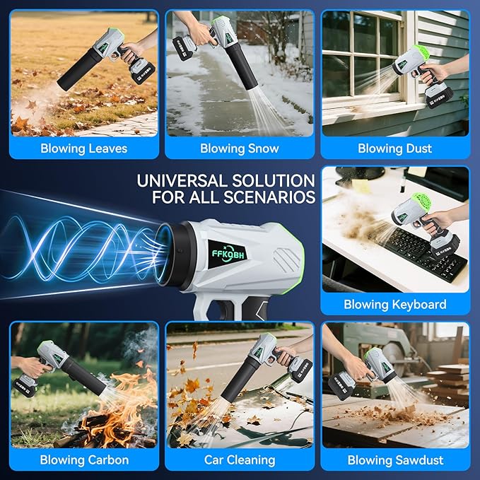 Leaf Blower Cordless with High Power,with Battery and Charger,Extended Nozzle, Lightweight Handheld Design, Leaf Blower for Patio Cleaning,car Blowing Water,Lawn Care,Blowing Leaves/Dust.