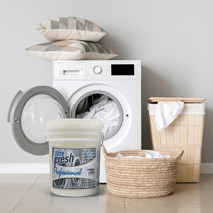 Ultra Fresh Professional Commercial Laundry Detergent, Free & Clear, 5 Gal – Liquid with Easy Dispensing Pump for All Machine Types, up to 640 Loads