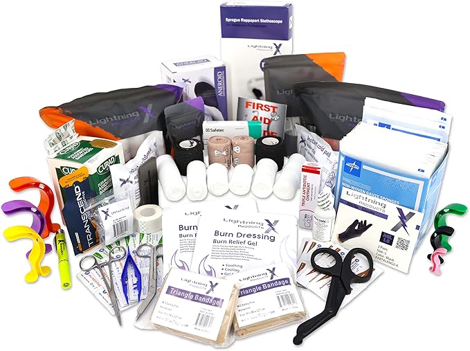 Lightning X Small First Responder EMT EMS Trauma Bag Stocked First Aid Fill Kit B (Fluorescent Yellow)