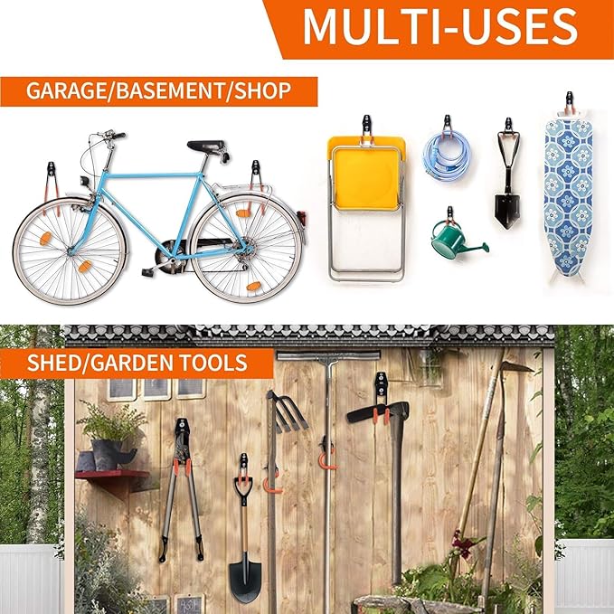 28 Pack Garage Hooks Heavy Duty,Utility Steel Garage Storage Hooks,Wall Mount Garage Hanger&Organizer for Organizing Power Tools,Ladders,Bulk Items,Bikes,Ropes and More Equipment