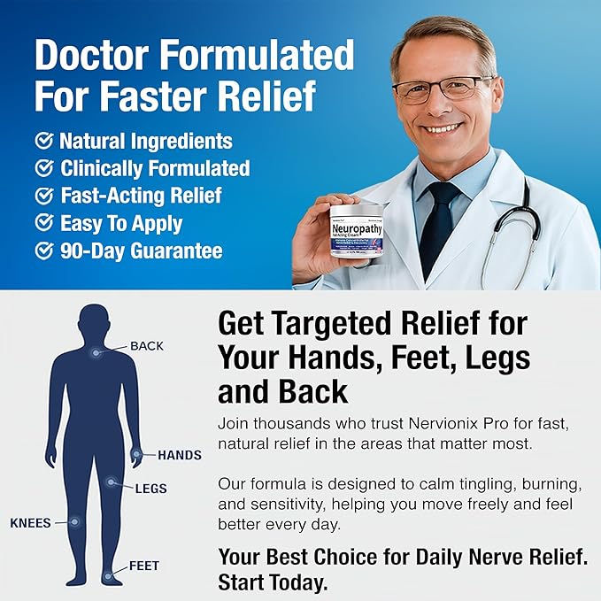 Neuropathy Nerve Relief Cream – Extra Large 8 oz – Super Strength ALA, Menthol, Magnesium Formula for Feet Hands Legs Toes Back – Made in USA – Fast-Acting Soothing Relief – Super Value 8 Oz