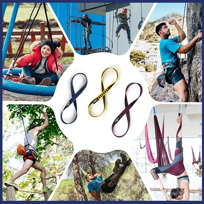 18mm Nylon Climbing Sling Runner 23KN CE2008/EN566 Certified - Webbing Straps for Outdoor Rock Climbing, Rappelling, Swing, Yoga Hammock etc