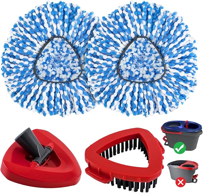 Mop Replacement Heads for O Cedar RinseClean 2 Tank System,2 Microfiber Mop Head Refills,1 Scrubber Mop Head and 1 Mops Base Combo Set for O-Cedar 2 Tank,MOp Replace Heads for Wet/Dry Floor Cleaning