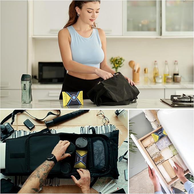 125g Rechargeable Desiccant Packs Dehumidifier Bag - 24 Pack - Moisture Absorbers For Safes, Car, Bathroom, Storage, Garage - Moisture Remover Eliminates Humidity - Reusable Desiccant Bags