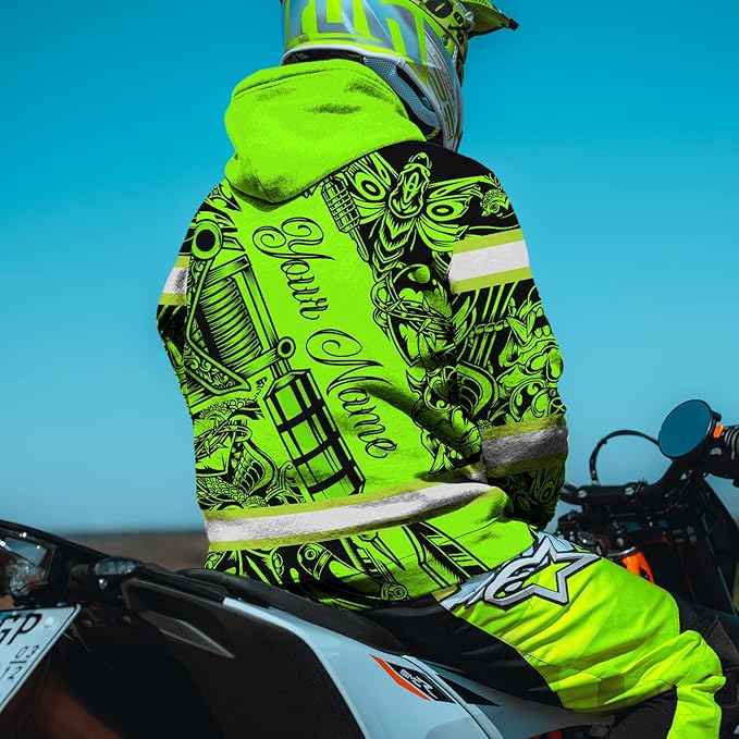 Matedecor High Visibility Hi Vis Hoodie for Men - Jobs Collection Custom Name Class 3 Reflective Safety Workwear