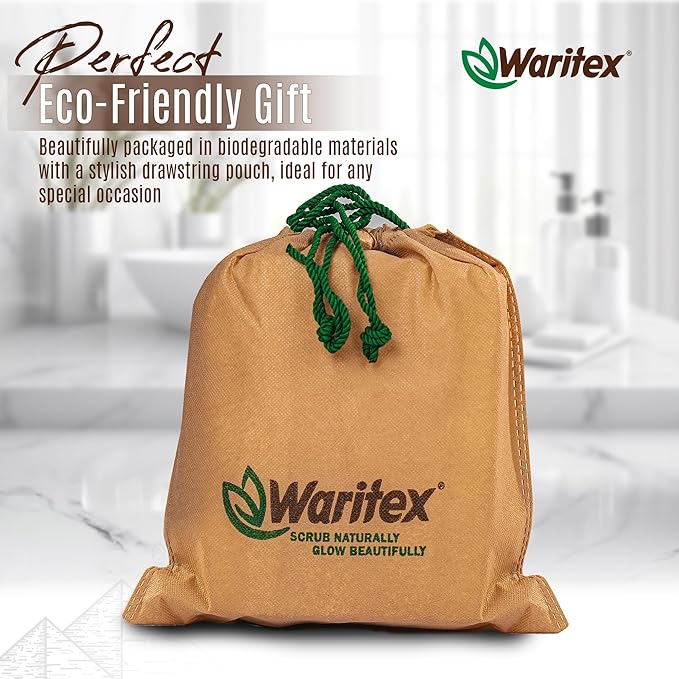 Waritex Premium Natural Egyptian Loofah Sponges, Made from 100% Natural Organic Material, Gentle Skin Exfoliation, and Full-Body Spa Experience – Eco-Friendly Loofah 2 Count (1 Pack)