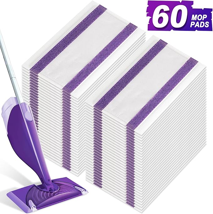 60Pack Mopping Pad Refill for Wetjet Mop Compatible with Wet Pads Refill Replacement for Wet Jet Pads Disposable Multi Surface Floor Mop Pads, Thickness & Absorbent