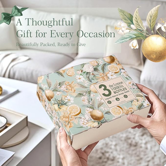 ROMIIE ZOI Liquid Hand Soap Refill Gift Set-3 Pack, Cruelty-Free and Biodegradable Formula, Moisturizing Hand Wash with Essential Oil for Sensitive Skin, Lemon Verbena Scent,(26Fl Oz x 3)