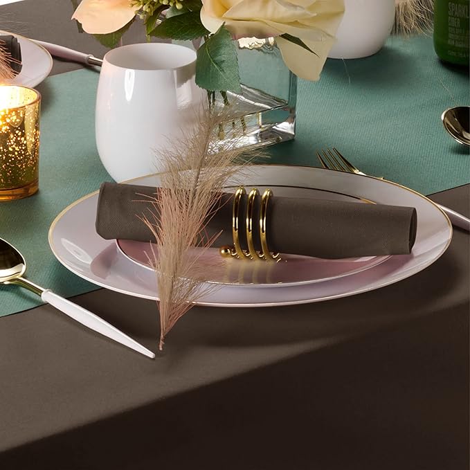 Linen-Feel Colored Paper Napkins - Decortive Cloth-Like BROWN Luncheon Napkins - Soft And Absorbent. For Kitchen, Party, Wedding, Dinner Or Any Occasion. (Pack of 50)