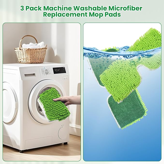 3 Pack Mop Head Replacement for Libman 18" 2-Sided Microfiber Dust Mop, Washable & Reusable Mop Pad Refills for Libman Flat Mop for Indoor & Outdoor Flooring, Bedrooms, Kitchens, Living Rooms
