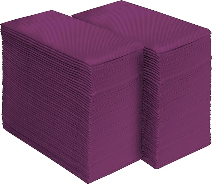 AMERICAN HOMESTEAD Paper Napkins - Purple Disposable Linen-Like Dinner Napkins - Restaurant-Quality Table Serviettes for Weddings, Parties, and Events - 15.75" x 15.75" - 50 Count