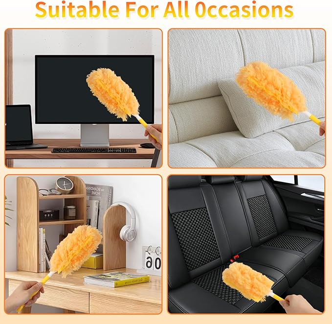 36 Pack Dusters Refill Compatible with Swiffer Dusters for Cleaning, with 1 Handle, Multisurface 360° Dusters with 4X Microfibers, Disposable Heavy Duty Duster Refills, Helps Remove Allergens