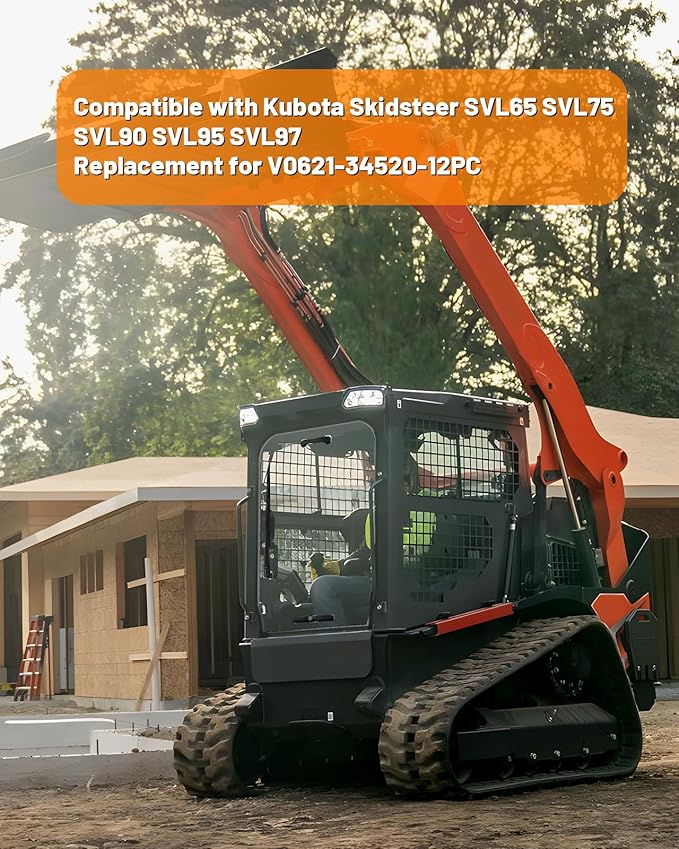 MDPROMCP Track Loader Door Glass Windshield Compatible with Kubota Skidsteer SVL65 SVL75 SVL90 SVL95 SVL97,Skidsteer Windshield Replacement for V0621-34520-12PC (Scratch Proof PC Material Heavy Duty)