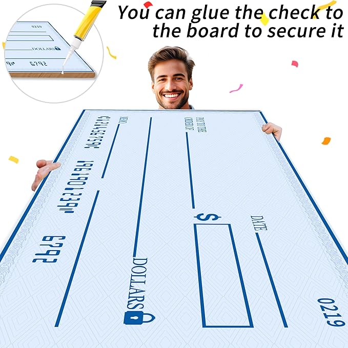 Giant Check for Presentations | 40x16 Dry Erase Big Check Board for Fundraisers - Oversized Fake Check Award, Charity & Donation Events