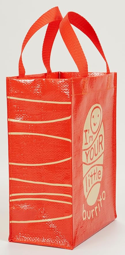 Blue Q Handy Tote, I'm Your Little Burrito. Reusable lunch sack, little gift bag, easy-to-wipe-clean, 95% recycled material, 10" h x 8.5" w x 4.5" d