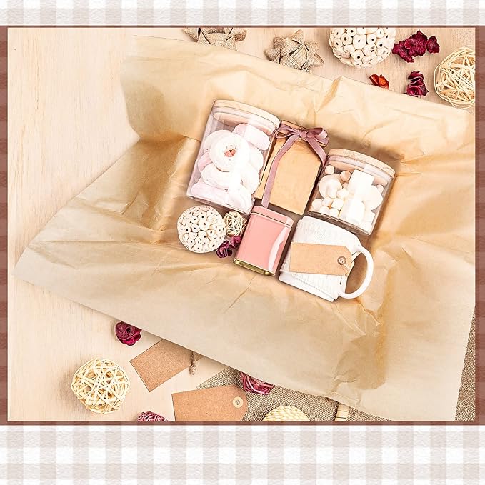250 Pcs 30 x 20 Inch Acid Free Archival Tissue Paper No Acid Unbuffered Interleaving Paper for Clothes Textiles Linens Books Photo Jewelries Presents Wrap Storage, Brown