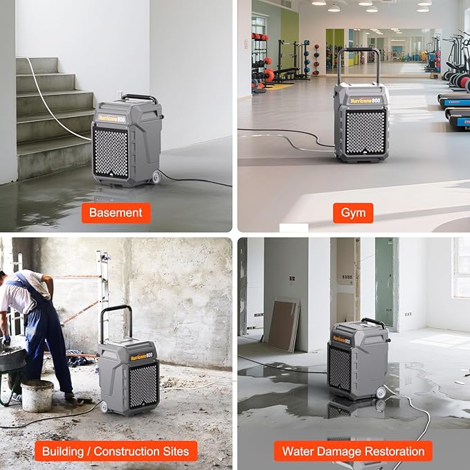 Abestorm 170 Pints Commercial Dehumidifiers with Pump & Drain Hose, Portable Industrial Dehumidifier for Water Damage Restoration, Basements, Warehouses - Covers Up to 2,100 Sq.Ft - 5-Year Warranty