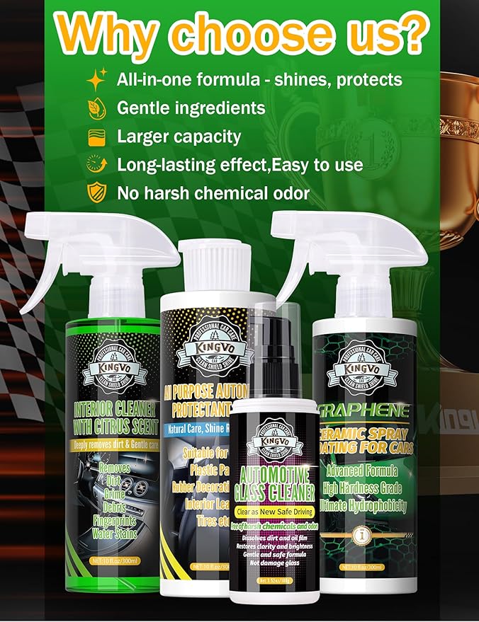 Kingvo Car Glass Cleaner Spray, Windshield Washer Fluid,Car Window Cleaner Auto Detailing Supplies Shower Door Water Spot Remover Washing Kit,100g