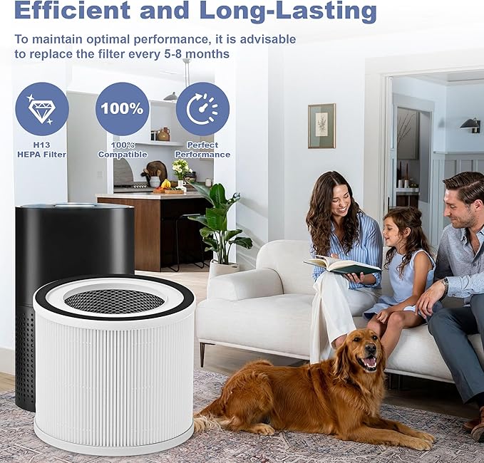 (2 Pack) 240 Replacement Filter Compatible with Puro 240 Air Purifier, 3-in-1 True HEPA 14 Filter Replacement Fit for 240 Air Purifier (White)