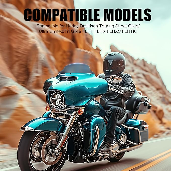 JMTBNO Smoke 4.5" Motorcycle Wave Windshield Windscreen Compatible for 2014-2024 Harley Davidson Touring Street Glide/Electra Glide/Ultra Limited/Tri Glide FLHT FLHX FLHXS FLHTK