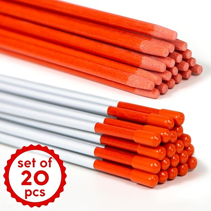 20 Pack 48" Reflective Driveway Markers, High Visibility Safety Markers, Orange, UV-Resistant Coating, Non-Alkali Fiberglass, Reflectors for Driveway Entrance