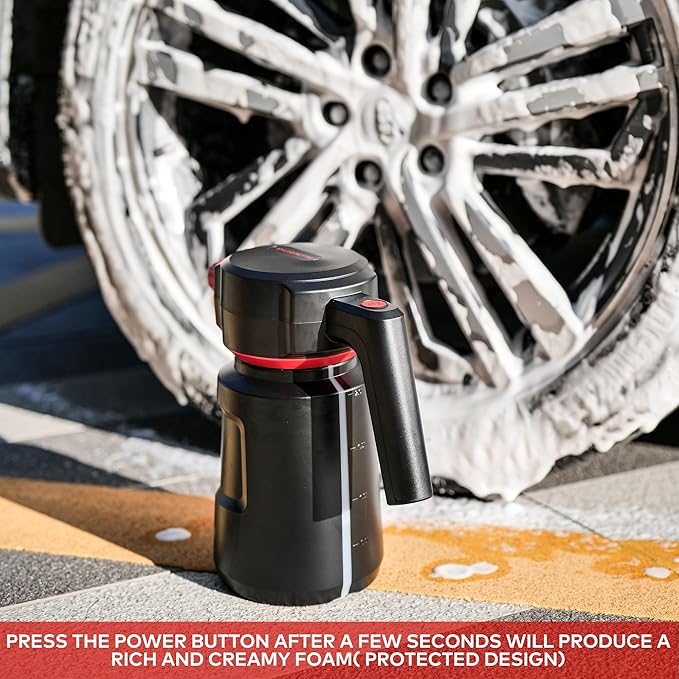 Electric Foam Sprayer - 2L Car Wash Sprayer with USB Rechargeable Battery, Cordless, Portable, Black