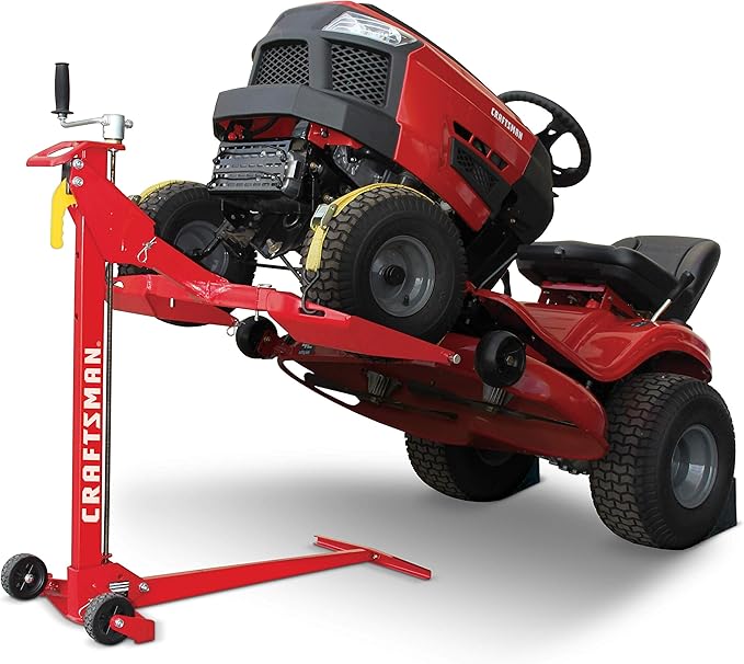 Craftsman 45099 Lift - 500lb Lifting Capacity, Fits Most Residential & Zero Turn Radius Riding Lawn Mowers, Space-Saving Foldable Design, Ideal for Lawn Mower Maintenance and Repairs