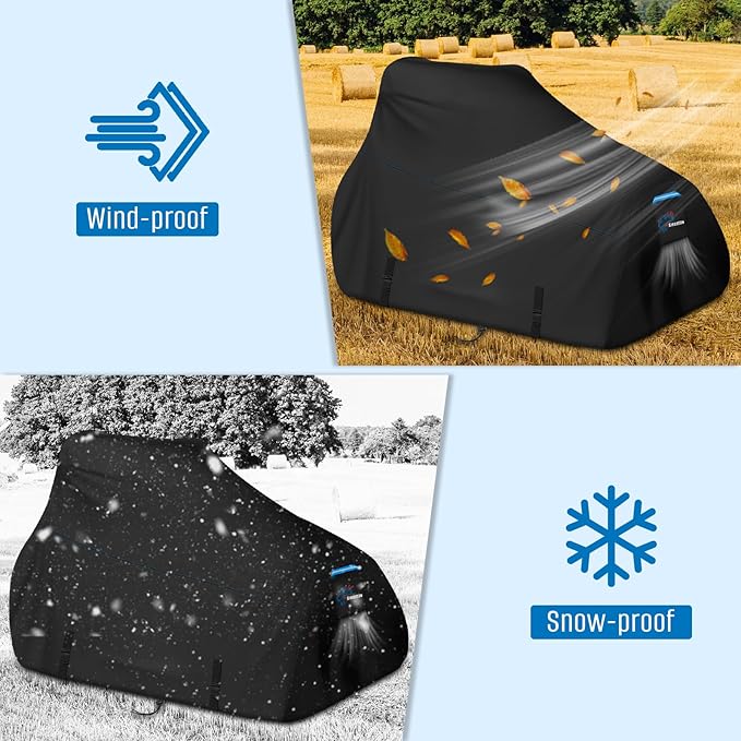 SIRUITON Zero Turn Mower Cover, Heavy Duty 600D Oxford Zero Turn Mower UV Dust Waterproof Protection Cover, Outdoor Garden Lawn Mower Tractor Covers Fits Up to 60" With Storage Bag