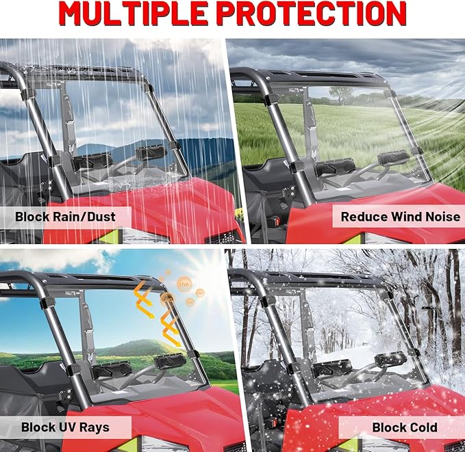 StarknightMT Ranger Midsize 570 500 Windshield Vented - Scratch-Resistant Front Windshield Compatible With 2015-2025 Polaris Ranger Mid size 500 570 ETX EV