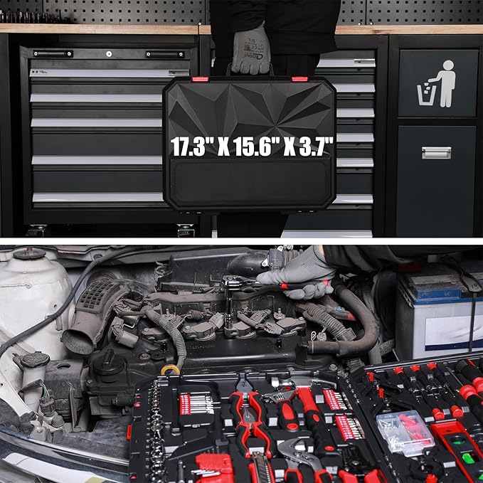 Mayouko 205PCS Home Repair Tool Kit, Complete Household Tool Set, Car Tools Kit Mechanic Set for Rv Trunk, Mechanics Home Tool Set, 205 Pieces Socket Wrench Auto Repair Hand Tool Kit