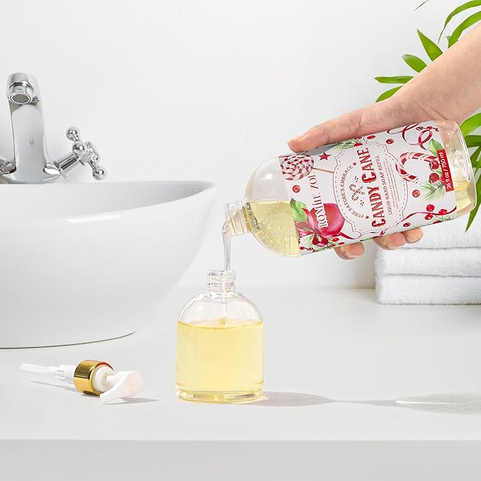 ROMIIE ZOI Christmas Liquid Hand Soap Refill- Candy Cane- Infused with Peppermint Candy Cane Aroma, Gentle & Moisturizing Formula for Home & Kitchen, 750 ML/ 26 FL OZ