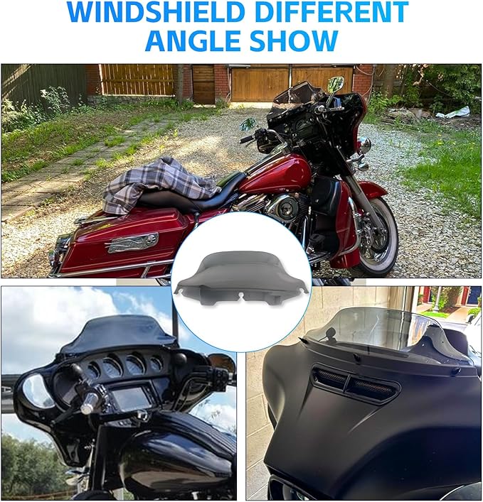DREAMIZER Wave Windshield Windscreen,Specific Fit Motorcycle Windshield, PC Wind Deflector Compatible with Harley Touring Electra Street Tri Glide 1996 - 2013 (Smoke Black 4inch)